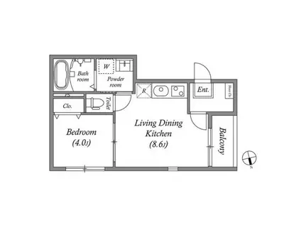 カーサ アリビオ(1LDK/1階)の間取り写真
