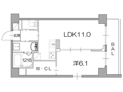東海道本線 山科駅 徒歩3分 7階建 築13年(1LDK/2階)の間取り写真
