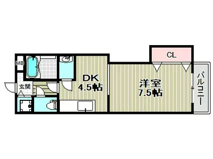 クオレッツァ山科(1DK/3階)の間取り写真