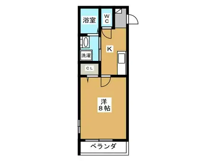 クレドール東福寺(1K/2階)の間取り写真