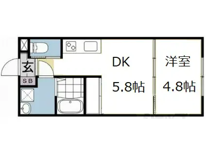 パークス京都東山(1DK/3階)の間取り写真