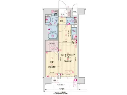 ソルテラス京都JUJO薫(1LDK/4階)の間取り写真
