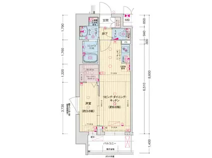 ソルテラス京都JUJO薫(1LDK/4階)の間取り写真