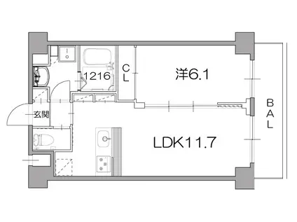 東海道本線 山科駅 徒歩3分 7階建 築13年(1LDK/2階)の間取り写真
