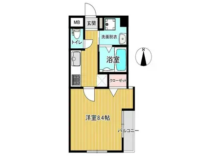 パレス龍大(1K/2階)の間取り写真