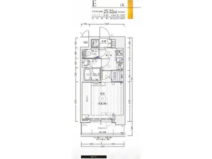 エステムコート京都西院(1K/2階)の間取り写真
