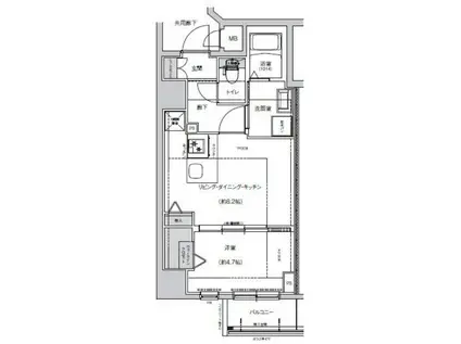 ディーシーガーデン京都西(1LDK/4階)の間取り写真