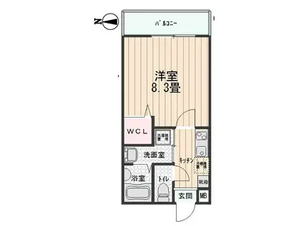 ヴァンベール・アルプス桃山(1K/4階)の間取り写真