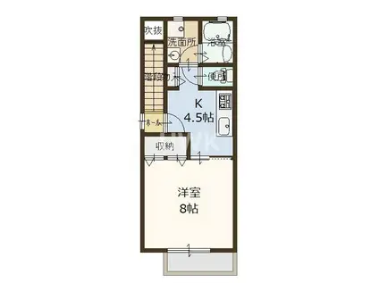 プランドール(1K/2階)の間取り写真