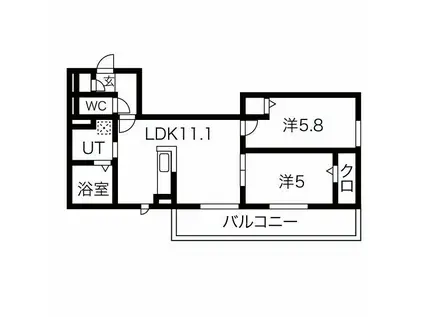 ハイブリッジ・グランデ(2LDK/2階)の間取り写真
