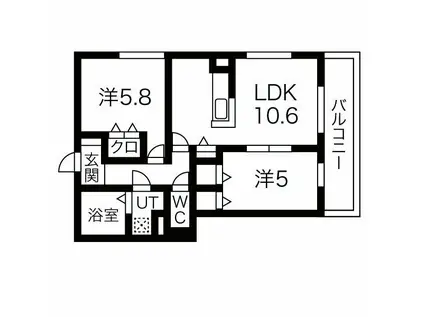 ハイブリッジ・グランデ(2LDK/2階)の間取り写真