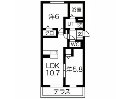 ハイブリッジ・グランデ(2LDK/1階)の間取り写真