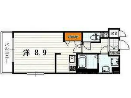 アスヴェル京都東寺前(1K/2階)の間取り写真