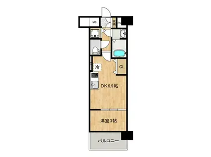 THE GARNET MILLENNIUM KYOTO九条烏丸(1DK/1階)の間取り写真