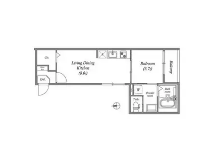 エクセルシア6番館(1LDK/2階)の間取り写真