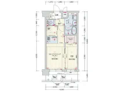 プレサンスTHEKYOTO 華苑(1LDK/7階)の間取り写真