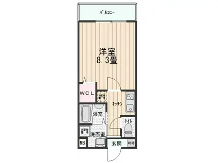 ヴァンベール・アルプス桃山(1K/5階)の間取り写真