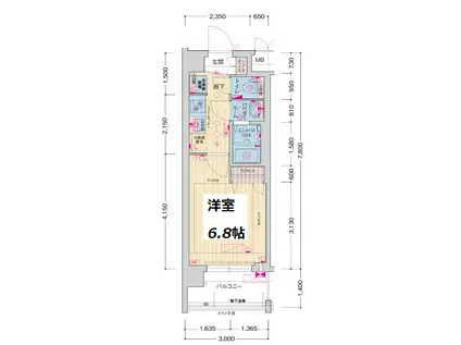 東海道本線 西大路駅 徒歩10分 7階建 築2年(1K/7階)の間取り写真