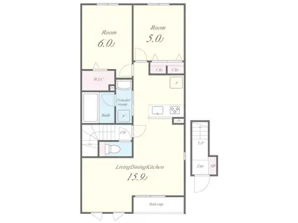 ガーデニア丹波橋(2LDK/2階)の間取り写真