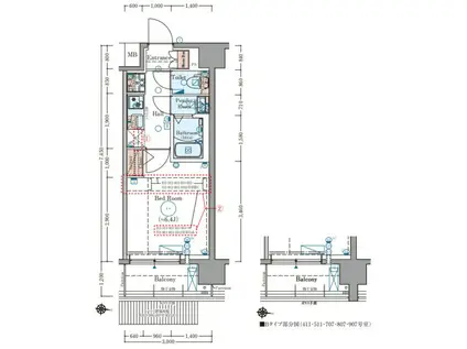 東海道本線 西大路駅 徒歩10分 10階建 築1年(1K/6階)の間取り写真