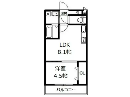 サクシード伏見西町(1LDK/3階)の間取り写真