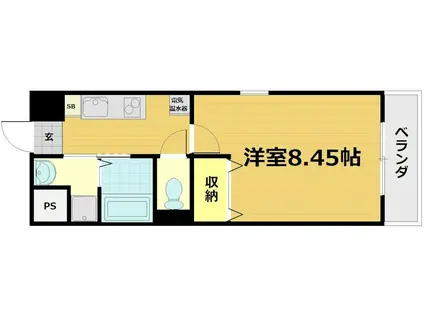 フラットオクA(1K/3階)の間取り写真