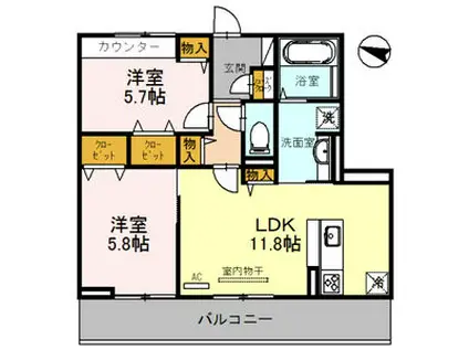 シャルマンコート アン(2LDK/3階)の間取り写真