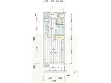 プレサンス京都神宮道(1K/3階)の間取り写真