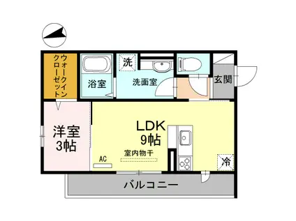 セジュール石田森南(1LDK/3階)の間取り写真