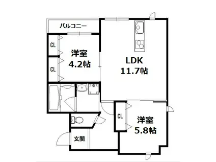 GRAND LATTICE KAWARAMACHI SHICHIJO(2LDK/4階)の間取り写真