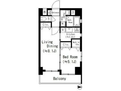 ルーエ五条堀川(1LDK/6階)の間取り写真