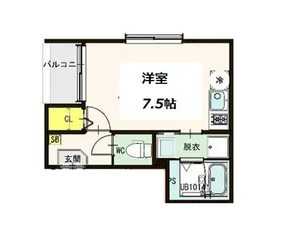 GRACEHILL R&K(ワンルーム/1階)の間取り写真