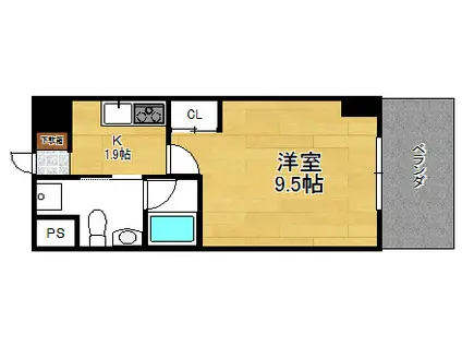 ティアラ京桃山(1K/7階)の間取り写真