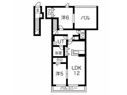 グランシャリオ京都南(2LDK/2階)の間取り写真