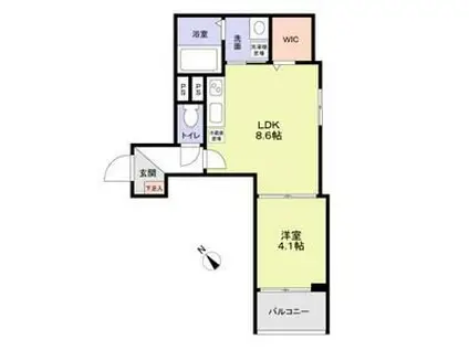 フラッツ六地蔵(1LDK/1階)の間取り写真