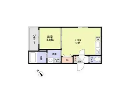 フラッツ六地蔵(1LDK/1階)の間取り写真