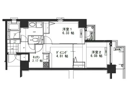 レジディア京都駅前(2DK/7階)の間取り写真