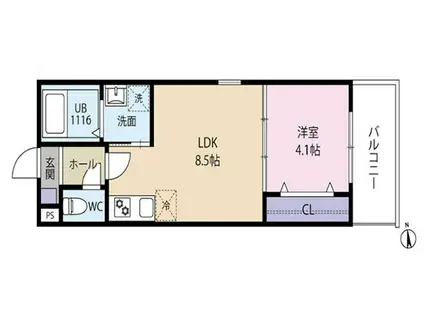 ジーメゾン山科マニフィコ(1LDK/1階)の間取り写真
