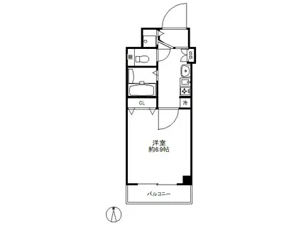 スワンズ京都油小路(1K/5階)の間取り写真