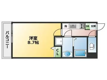 グランデコート御陵天徳町(1K/2階)の間取り写真