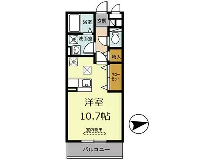セジュール城南(ワンルーム/1階)の間取り写真