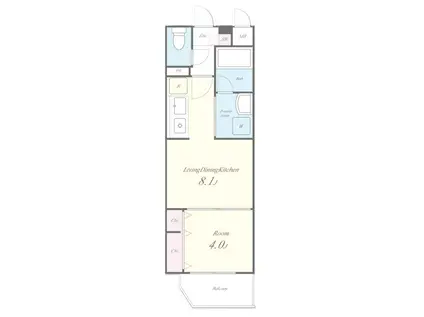 近鉄京都線 東寺駅 徒歩10分 5階建 築1年(1LDK/1階)の間取り写真