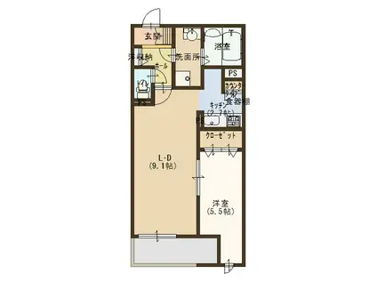 ラシーネ伏見弐番館(1LDK/3階)の間取り写真