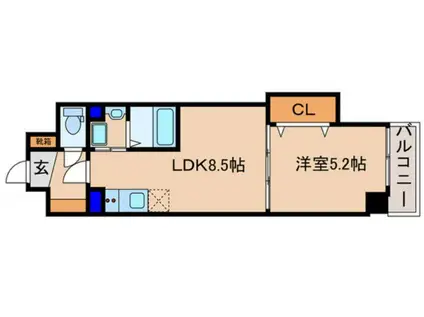 クローバー・レジデンス京都西大路(1LDK/6階)の間取り写真