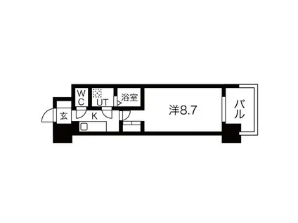 アーバンフラッツ五条堀川(1K/5階)の間取り写真