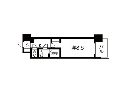 アーバンフラッツ五条堀川(1K/14階)の間取り写真