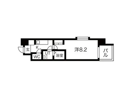 京都市烏丸線 五条駅(京都市営) 徒歩6分 15階建 築20年(1K/12階)の間取り写真
