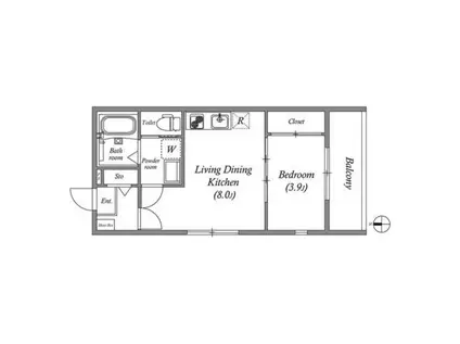 HARMONY TERRACE-SY 椥辻(1LDK/2階)の間取り写真