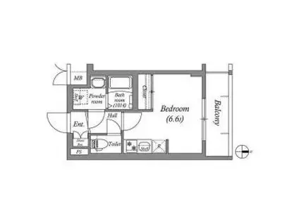 東海道本線 西大路駅 バス乗車時間：5分 九条七本松バス停で下車 徒歩3分 5階建 築2年(1K/4階)の間取り写真