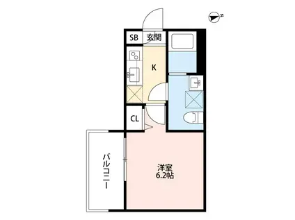 ワイズ七瀬川(1K/3階)の間取り写真